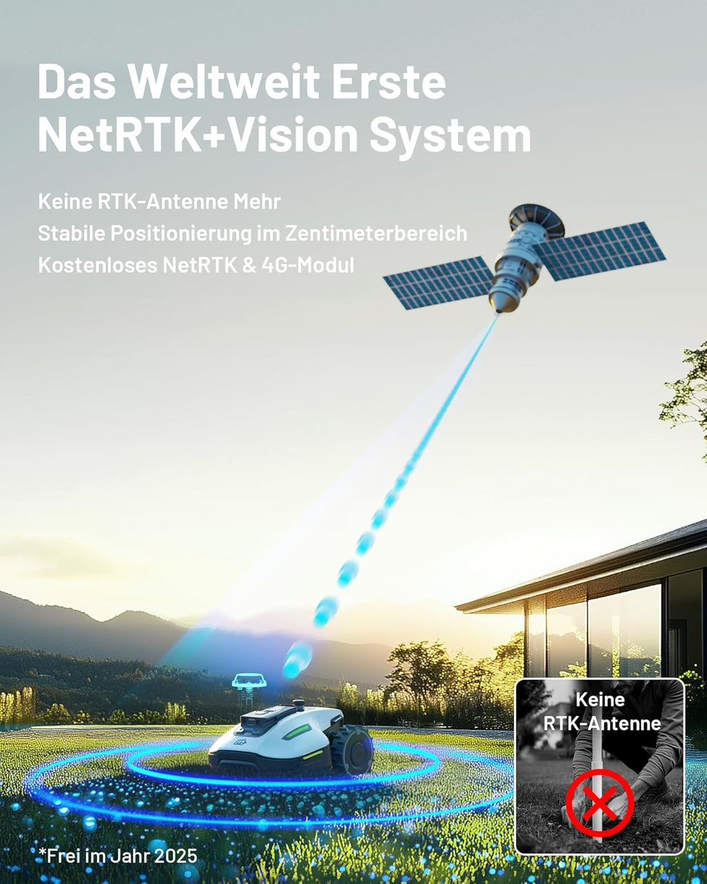 MAMMOTION YUKA Mini 500 Robot Rasaerba senza Filo Perimetrale, NetRTK+Vision, Nessuna Antenna RTK Necessaria, Mappatura Automatica, Consigliato 500m², Max 700m², con Modulo 4G, Pendenza 50%