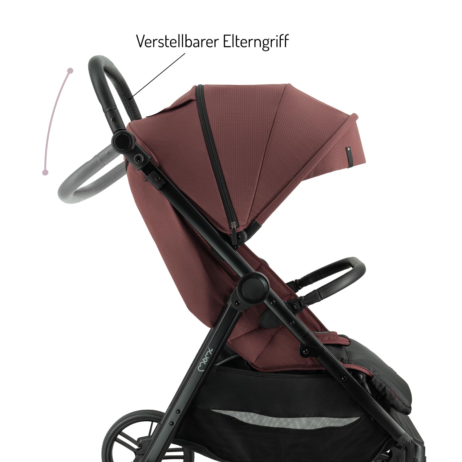 MoMi Passeggino CLARA, Passeggino dai 6 mesi in su, fino a 22 kg di peso corporeo, cintura di sicurezza a 5 punti, sacco coprigambe, portabicchieri, cestino della spesa, borsa per il cambio, zanzariera e parapioggia