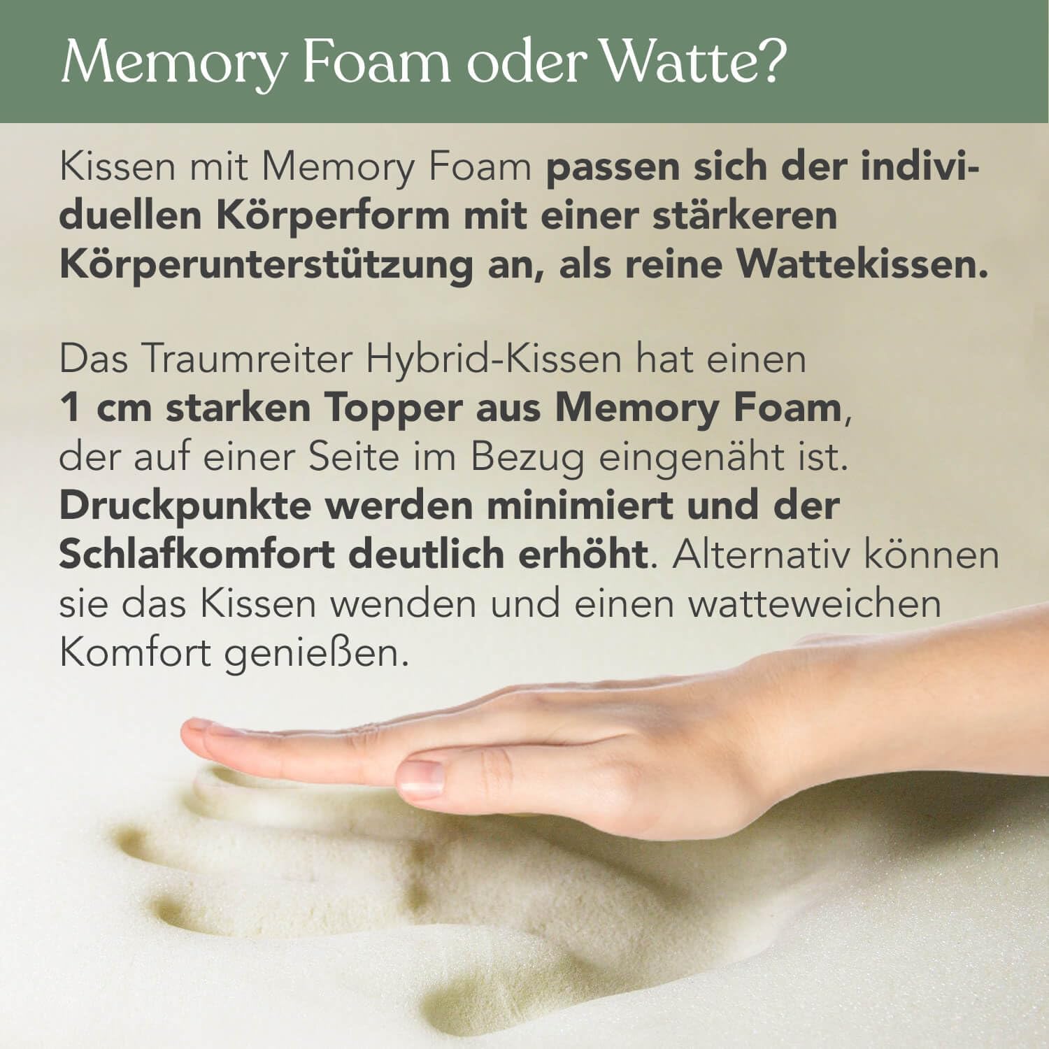 Traumreiter Visco XXL Seitenschläferkissen mit Bezug Baumwolle Graphit Grau, Hybrid Kissen + 1cm Memory Foam, U förmiges Schwangerschaftskissen Gel Body Pillow Komfortkissen Ergonomie Zertifiziert