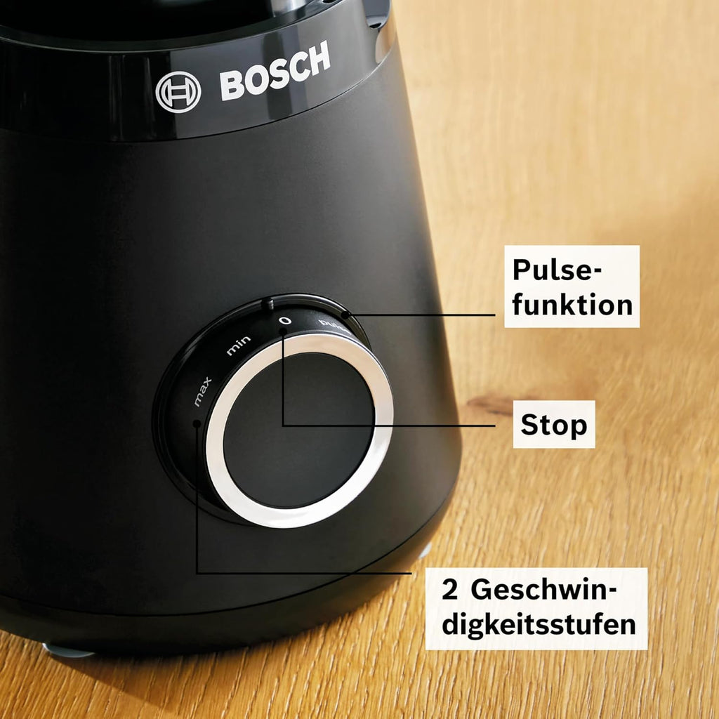 Bosch Standmixer VitaPower Serie 4 MMB6141B, hochwertige Edelstahl-Klingen, 1,5l Tritan-Mixbehlter, spülmaschinengeeignete Teile, 30.000 U/min, 1200 W, schwarz