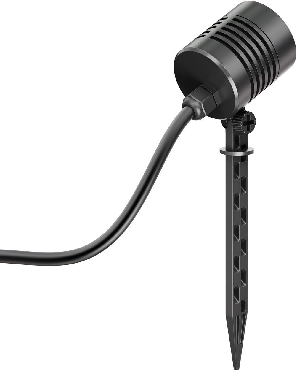 ledscom.de 10 Pezzi Faretto da Giardino a LED Piccolo con Picchetto TARL per Esterni, IP65, Spina, Nero, 4,3 W, 340lm, Bianco Caldo