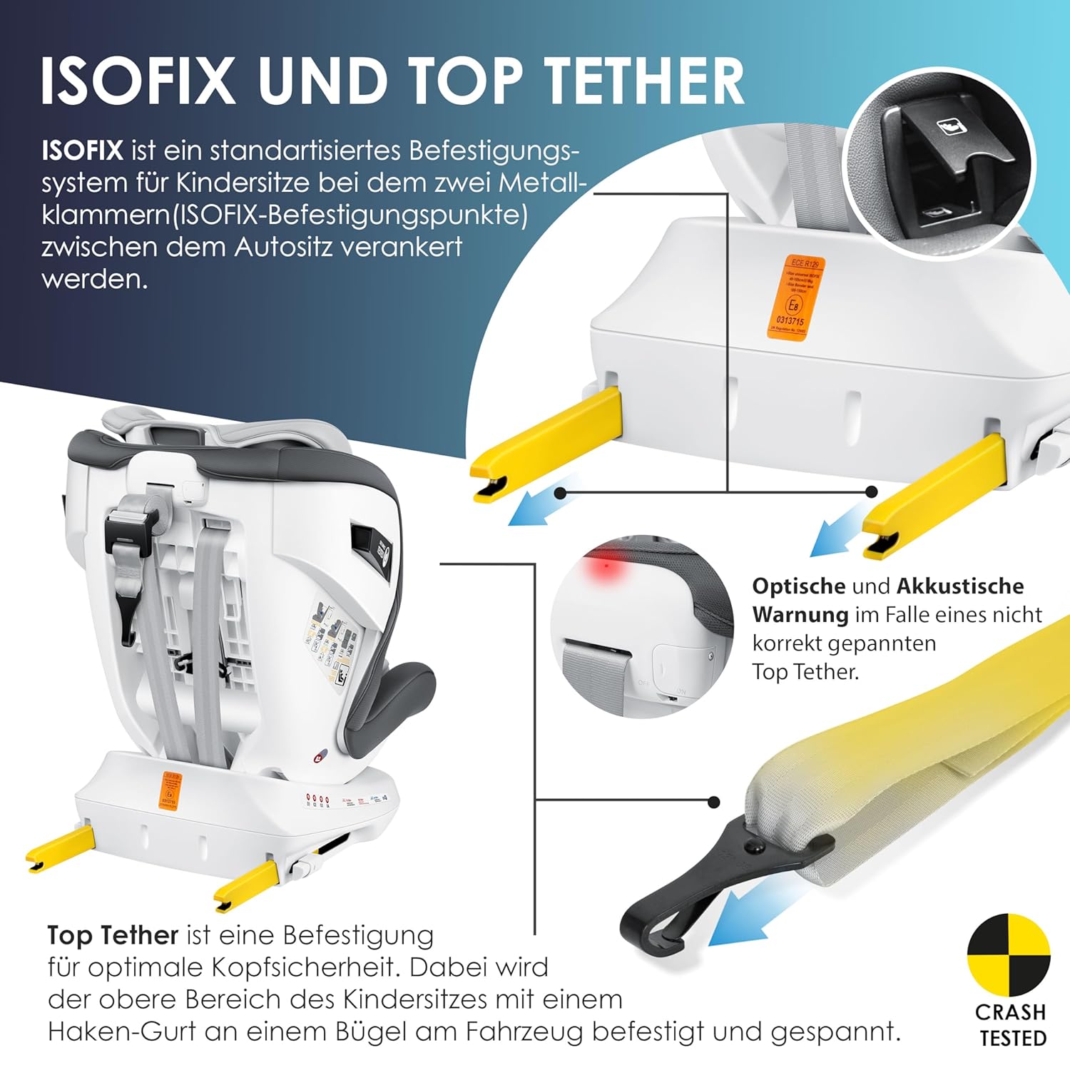KIDIZ® Kindersitz Baby Autositz Kinderautositz Isofix Top Tether 360° drehbar Gruppe 0/1/2/3 ab Geburt 0-36kg Mit Sonnenschutzdach Seitenschutz 5 Punkt Gurt Kopfstützenverstellung ECE R129 Anthrazit