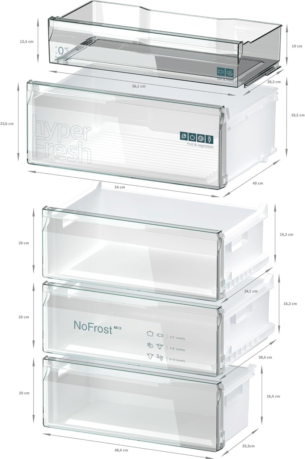 SIEMENS KG39EAICA iQ500 Frigorifero con congelatore, 201 x 60 cm, 249 L frigorifero + 94 L congelatore, LowFrost sbrinamento meno frequente, illuminazione a LED uniforme, BigBox spazio per alimenti congelati di grandi dimensioni