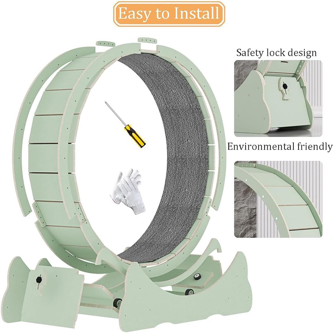 Ruota da corsa per gatti di grandi dimensioni per gatti da interno, tapis roulant graffiante con colore del legno naturale, ruota da corsa, tiragraffi in cartone per l'intrattenimento del gatto, rosa-S