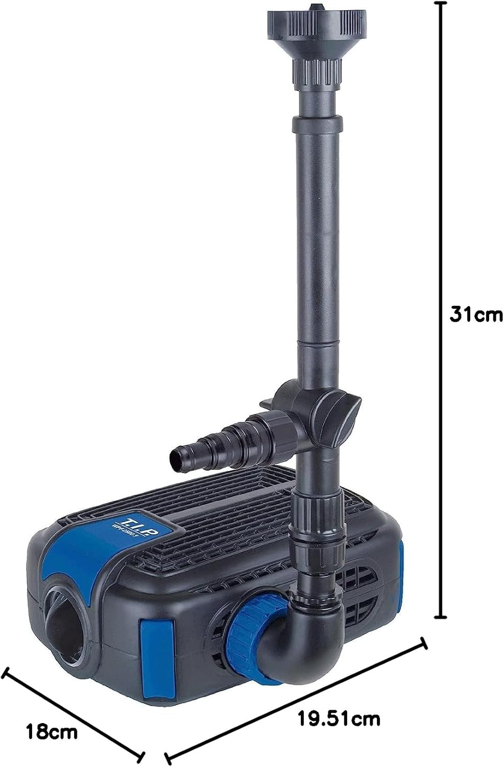 T.I.P. Teichpumpe - Bachlaufpumpe (20.000 l Teichvolumen, 8.000 l/h Fördermenge, 4,5 m Förderhöhe, Auch für Wasserfälle und Filtersysteme, intregrierter Förderleistungsregler) BPF 8000 E, 30428