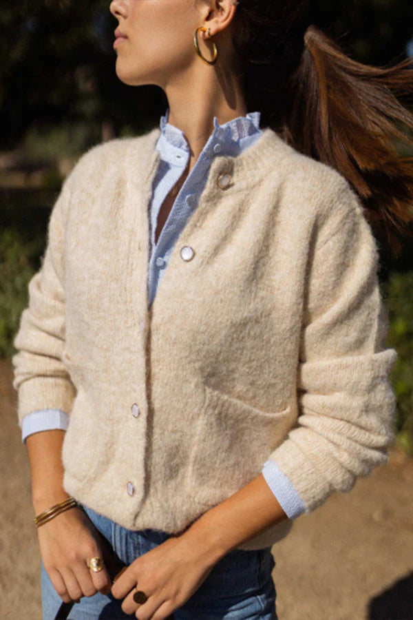 Lozenda - Cardigan Semplice con Scollo Rotondo