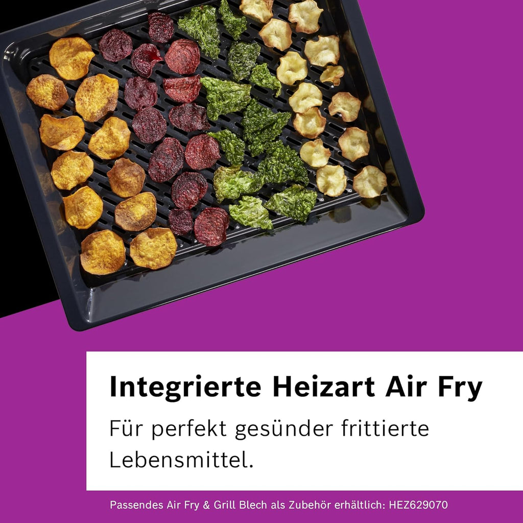 Bosch HMG7361B1, Serie 8 Forno da incasso intelligente con funzione microonde, 60 x 60 cm, Made in Germany, Nero, Air Fry, Anello di controllo digitale, Display touch, Programmi automatici, Supporto per la pulizia