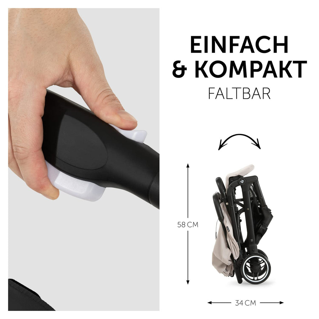 hauck Passeggino leggero Travel N Care per bambini dalla nascita fino a 22 kg con funzione reclinabile, ultraleggero - 6,9 kg, chiudibile con una mano, UPF 50+, ruote in EVA, cestino fino a 3 kg (Dark Olive)