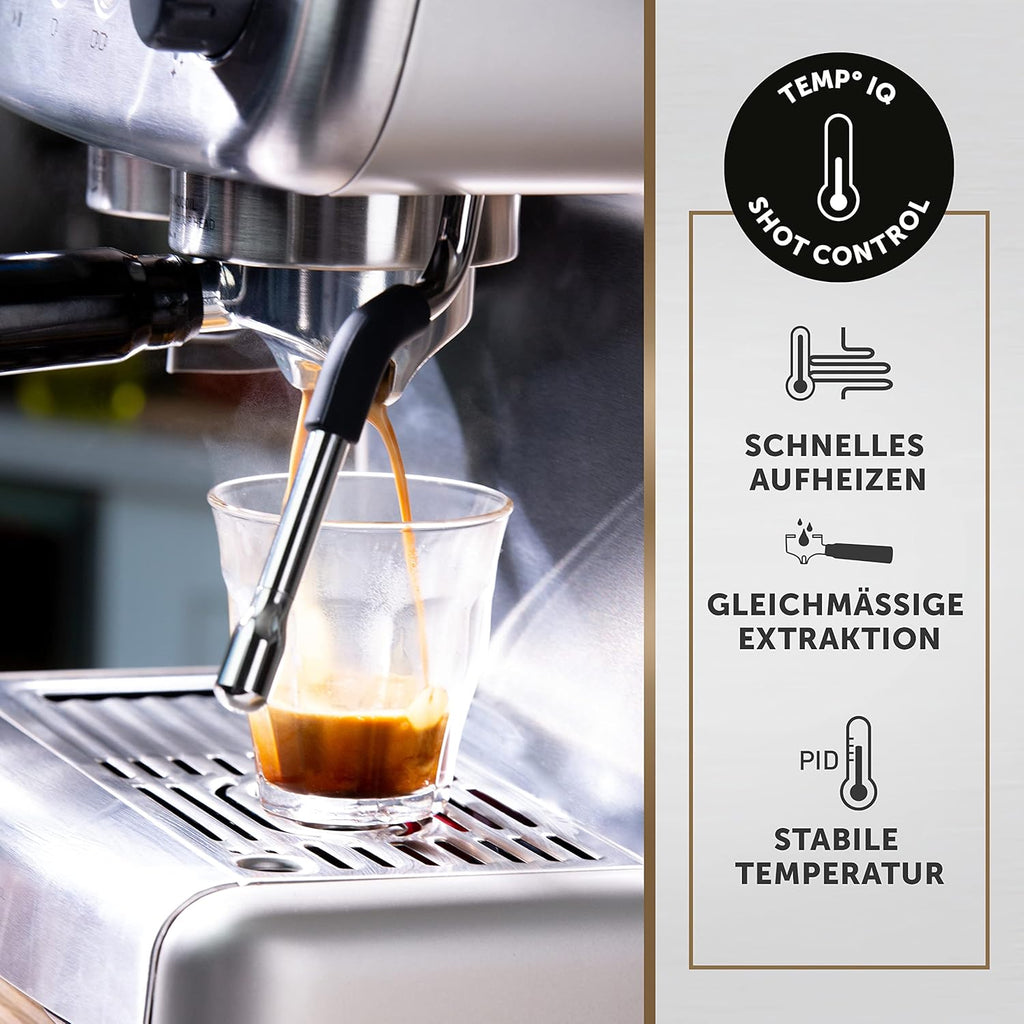 Breville Barista Max Macchina da caffè con braccio per espresso | Macchina da caffè espresso con macinacaffè integrato e montalatte | Serbatoio dell'acqua da 2,8 l | Pompa italiana da 15 bar | Acciaio inossidabile [VCF126X]