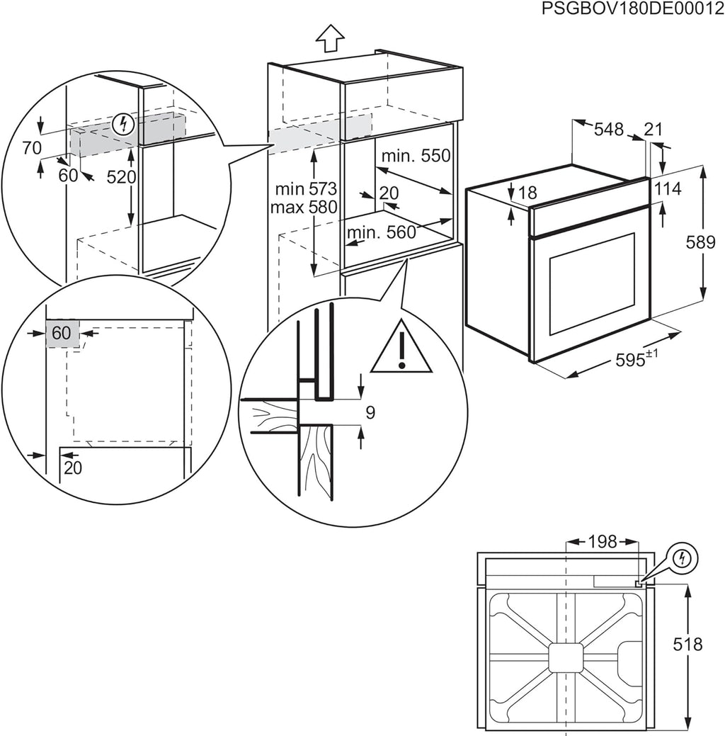 AEG Forno da incasso – Serie 5 AirFry: Risultati di cottura uniformi su 3 livelli – Pulizia Pirolitica – 25 Programmi automatici – Display touch LED – Riscaldamento rapido – Nero – BPE53516AB