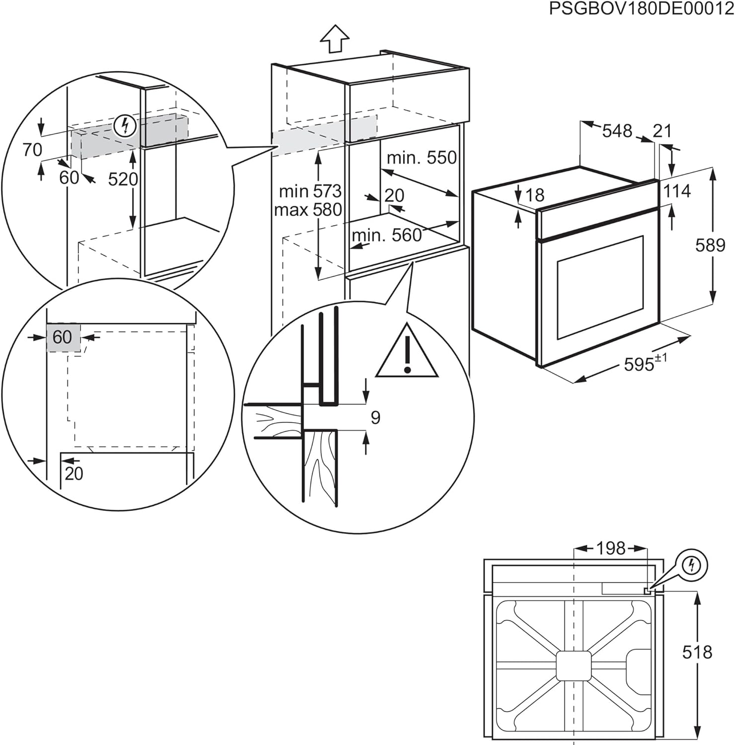 AEG Forno da incasso – Serie 5 AirFry: Risultati di cottura uniformi su 3 livelli – Pulizia Pirolitica – 25 Programmi automatici – Display touch LED – Riscaldamento rapido – Nero – BPE53516AB