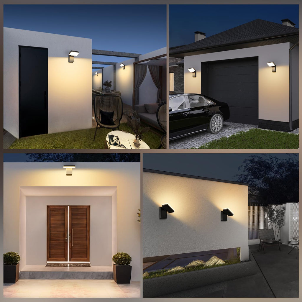 Kingwen 4 Pack 40W Wandleuchte Innen/Aussen 3000K Warmweiß Außenwandleuchte mit 360°Schwenkbar Panel LED Wandlampen Modern Außenlampe 3000LM LED Strahler Wasserdicht IP65 Wandleuchten Schwarz