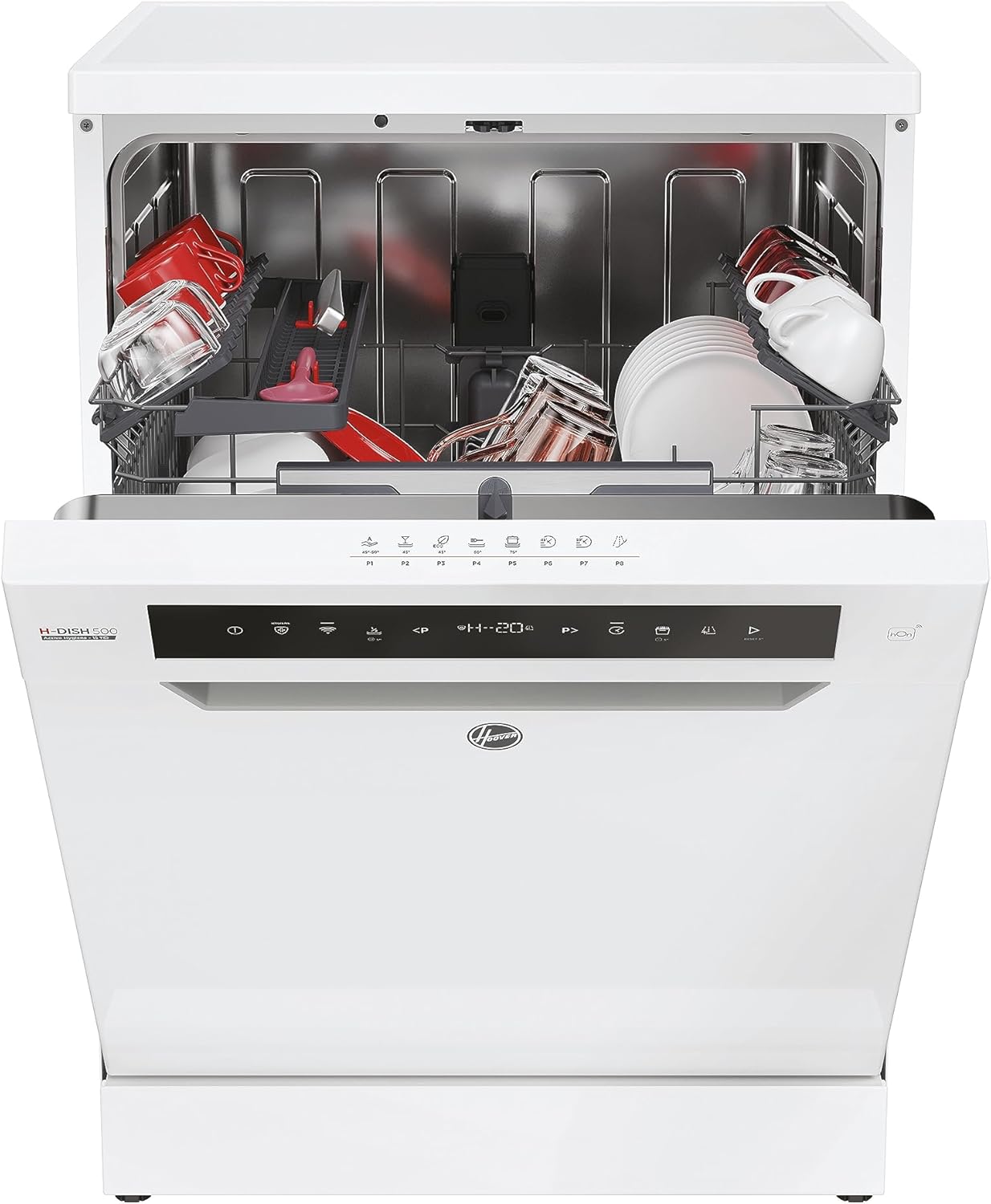 Lavastoviglie Hoover HF 4C6F0PW; 14 coperti; Libera installazione, 60 cm di larghezza; Classe di efficienza energetica C; Controllo intelligente con tecnologia WiFi + Bluetooth