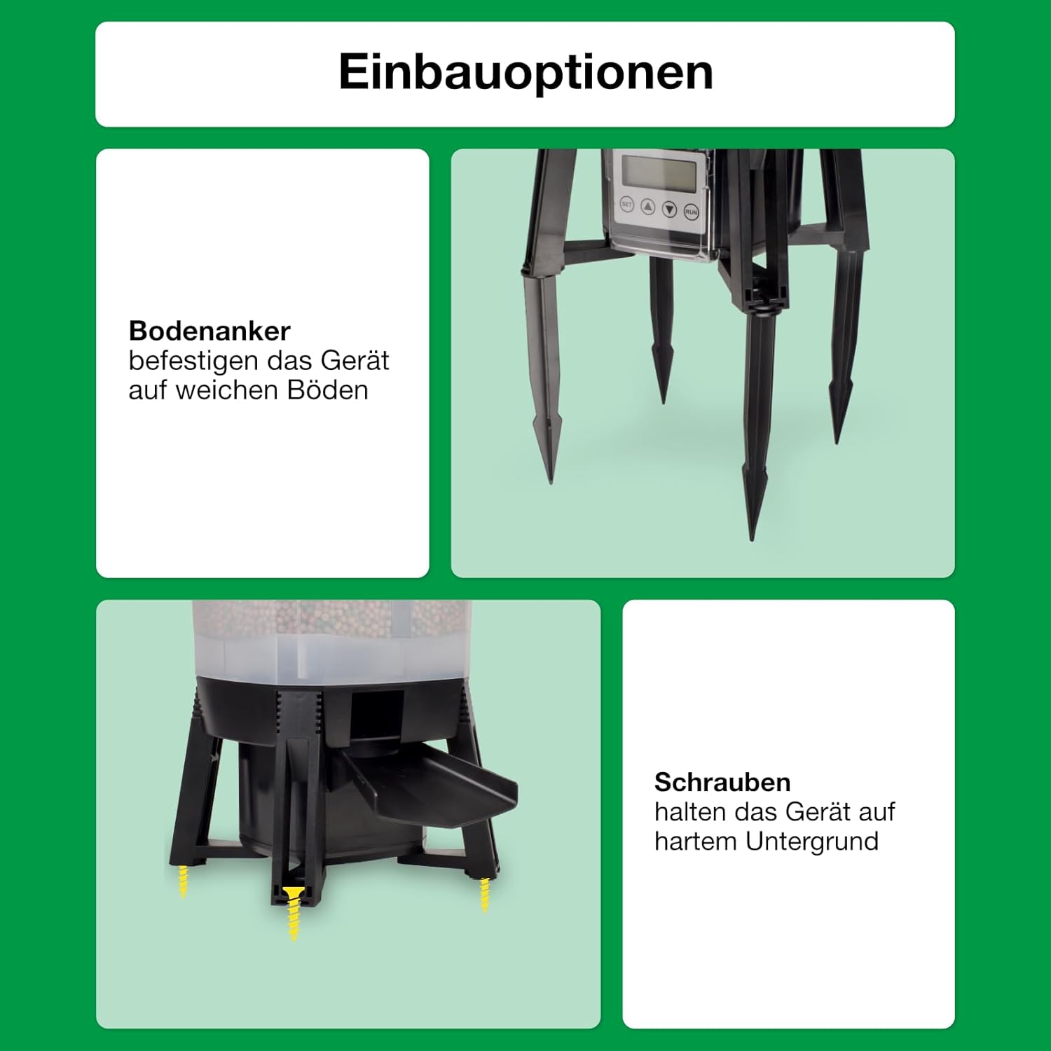 Wagner Green Solar Teich Futterautomat Automatic Fishfeeder 6 Liter, programmierbarer Futterspender für Fischfutter Pellets…