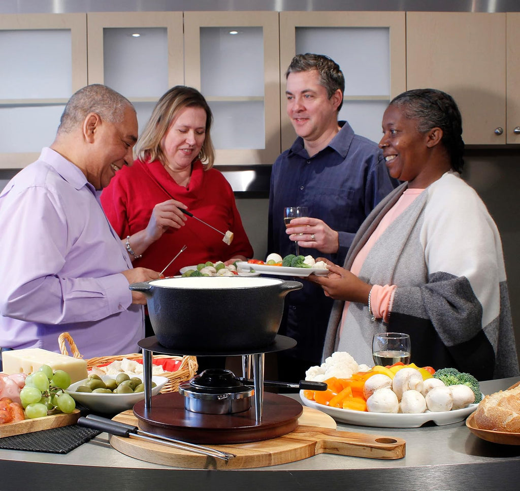 Swissmar F66415 Lausanne Fondue Set 11-teiliges, Kupfer/Edelstahl, 1.8L, Fondue-Set für Fleisch, Käse und Schokolade, für 6 Personen, Geschenkset