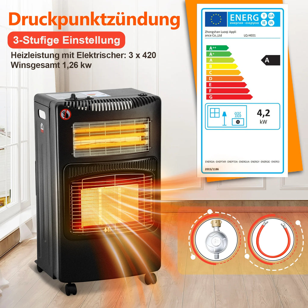 Sonnewelt Stufa a gas 4200W e riscaldatore elettrico a gas 1260W con regolatore di pressione