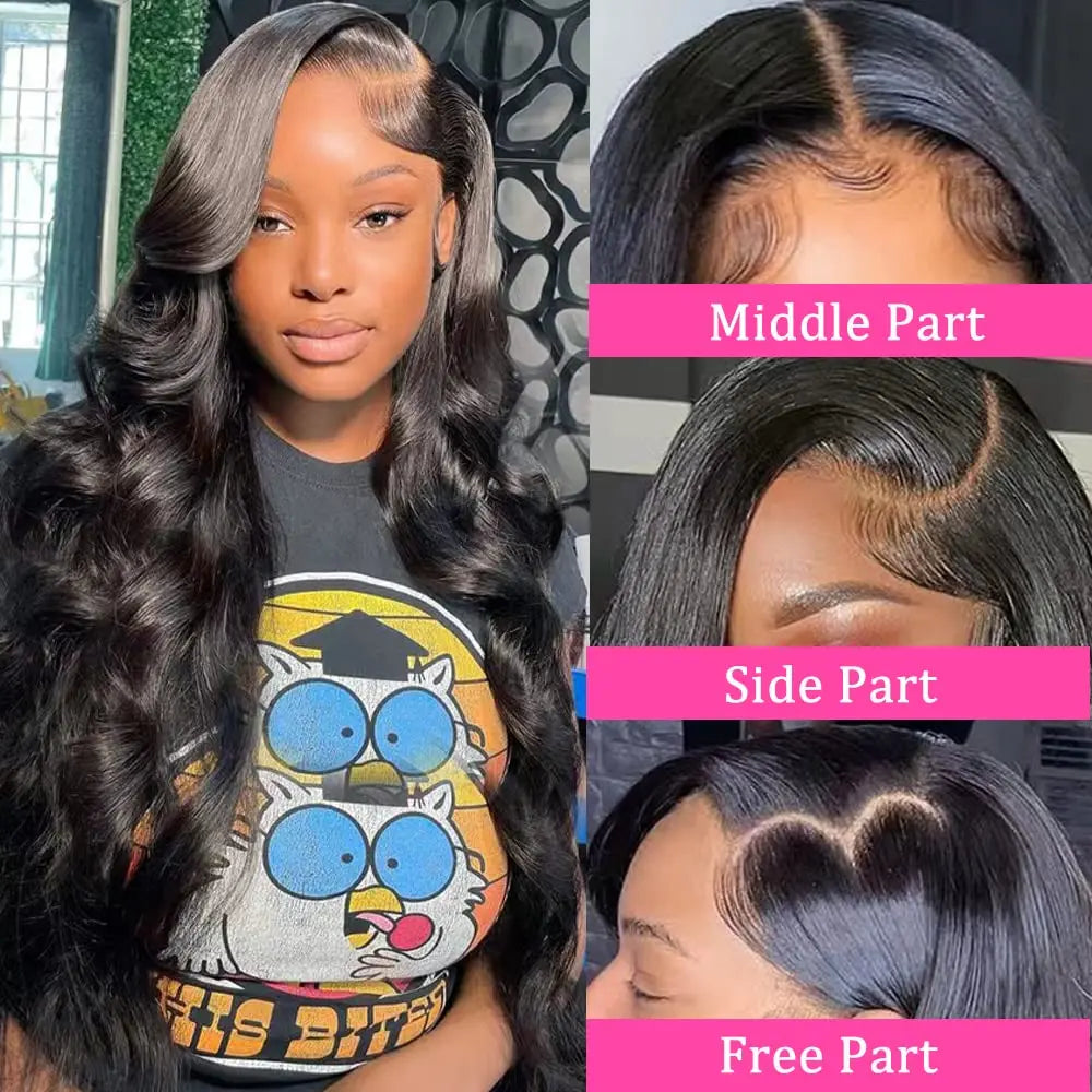 Parrucca frontale in pizzo con onde naturali brasiliane, capelli umani veri e baby hair