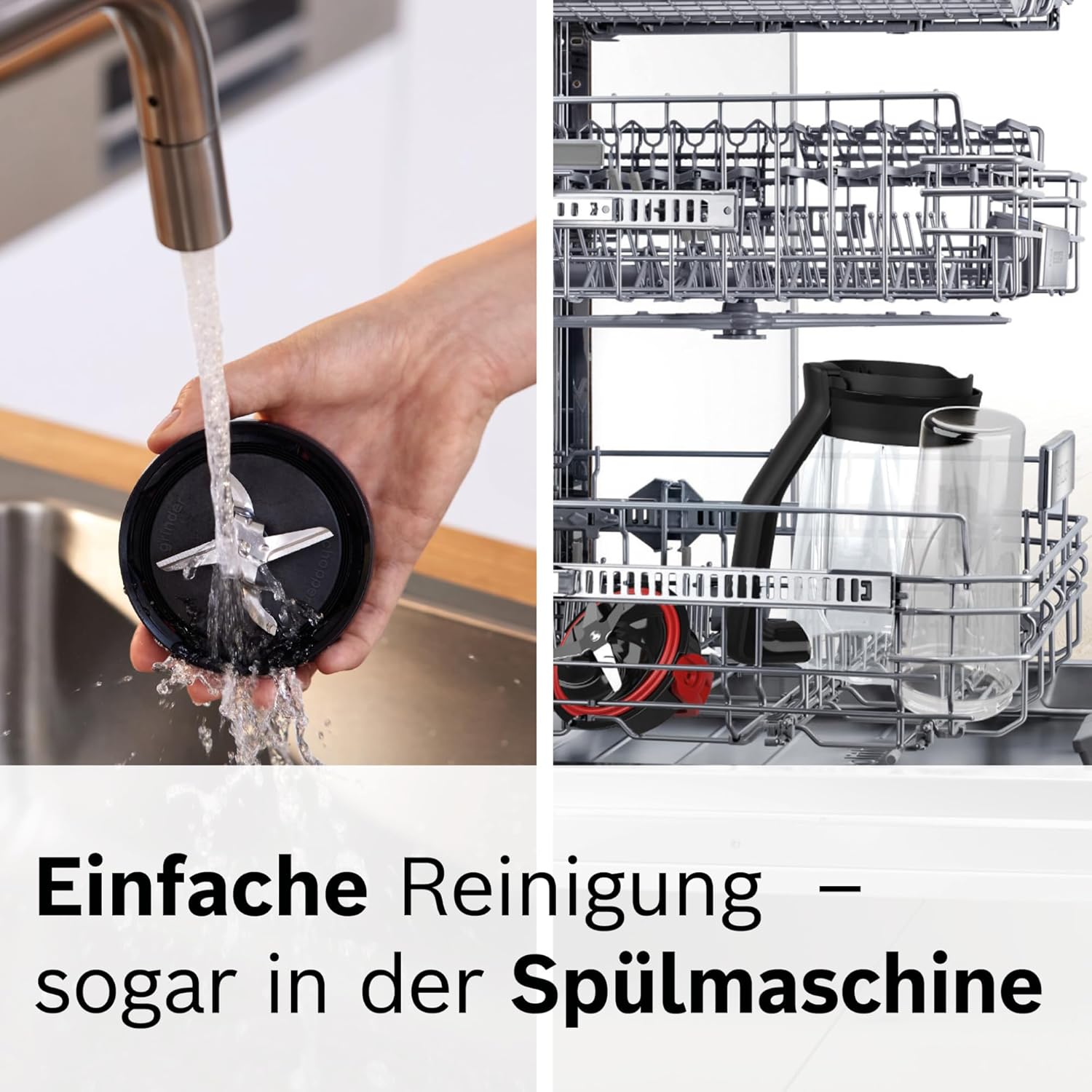 Bosch Standmixer VitaPower Serie 4 MMB6174SN, verbesserte Version, hochwertige Edelstahl-Klingen, 1,5l Glasbehlter, 0,6l To-Go-Flasche, spülmaschinenfeste Teile, 30.000 U/min, 1200 W, silber