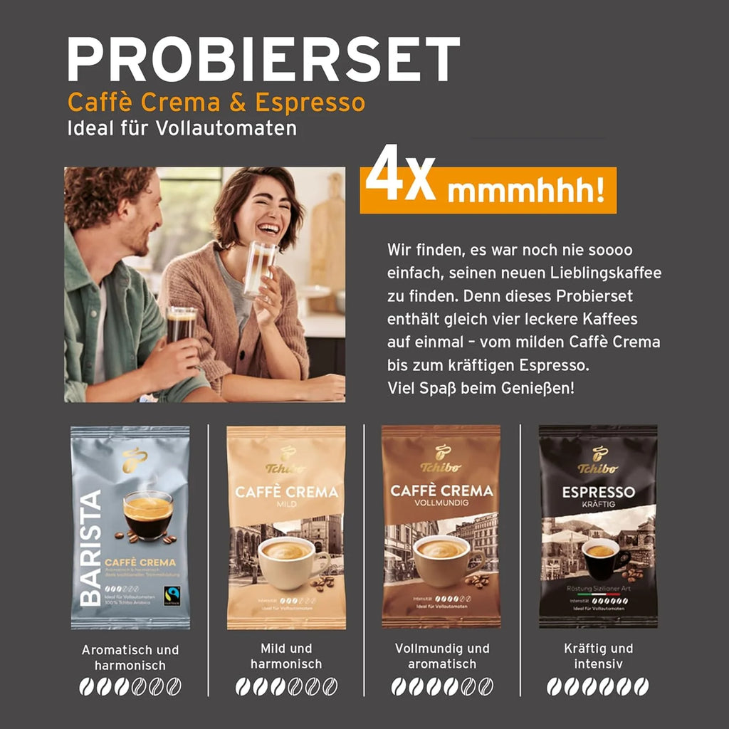 Tchibo Macchina da Caffè Automatica Esperto2 Caffè con Funzione 2 Tazze per Caffè Crema ed Espresso, Nero Granito - INCLUSO set di prova caffè GRATUITO