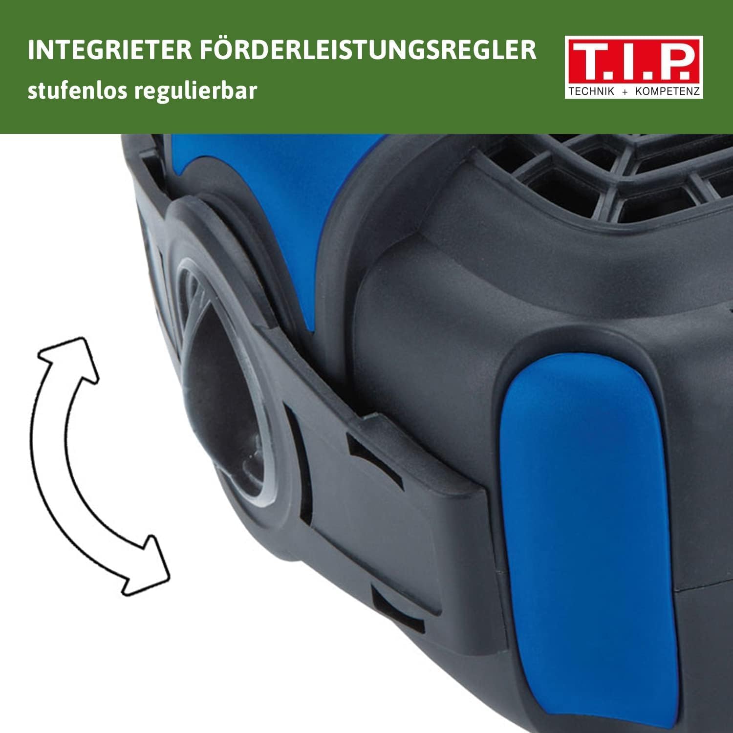 T.I.P. Teichpumpe - Bachlaufpumpe (20.000 l Teichvolumen, 8.000 l/h Fördermenge, 4,5 m Förderhöhe, Auch für Wasserfälle und Filtersysteme, intregrierter Förderleistungsregler) BPF 8000 E, 30428