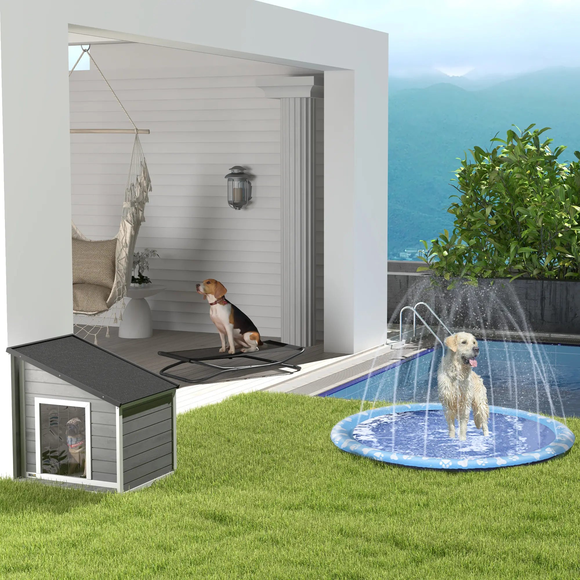PawHut Cuccia per cani da esterno, tetto apribile, resistente alle intemperie, legno di abete