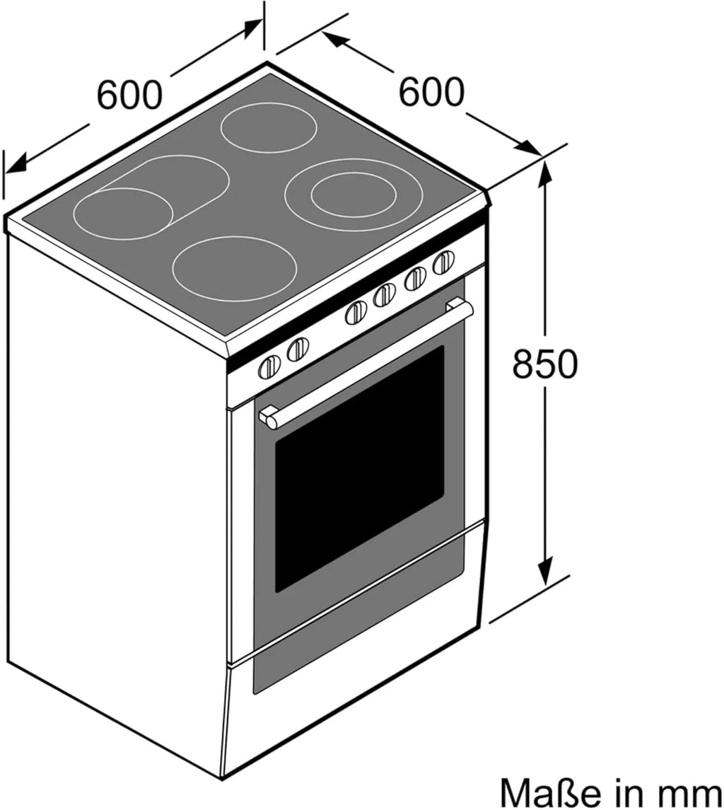 Bosch HKR39C250 Serie 4 Cucina Elettrica Indipendente, 60 cm di larghezza, Pulizia EcoClean Direct, Cottura a Ventilazione 3D su 3 livelli, Controllo con Display LED, Zona di cottura espandibile per pentole grandi