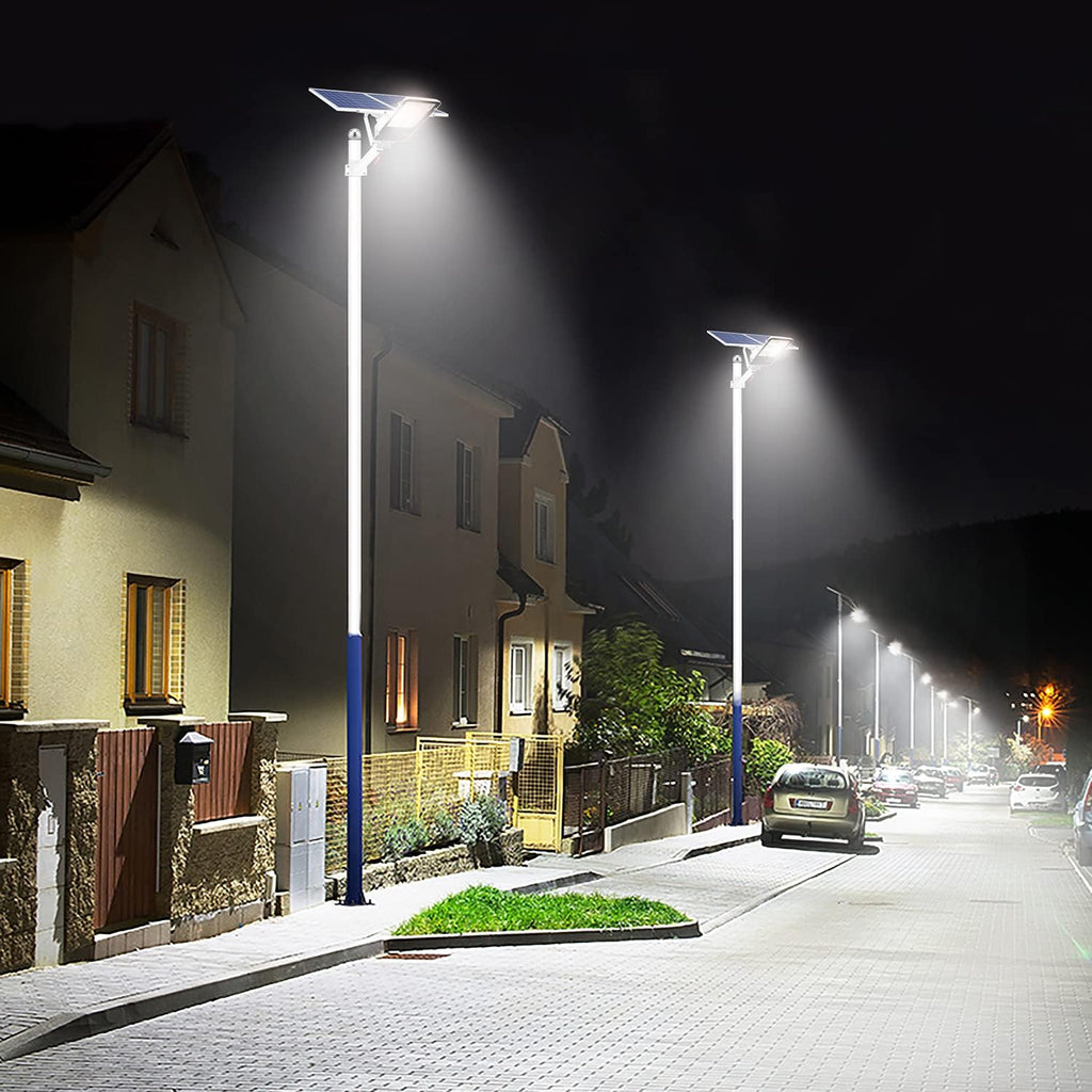 WERISE Lampione Solare Esterno da 800W, Illuminazione Solare a LED dal Tramonto all'Alba con Telecomando, Proiettore Solare Impermeabile IP65 da 6500K per Giardino, Strada