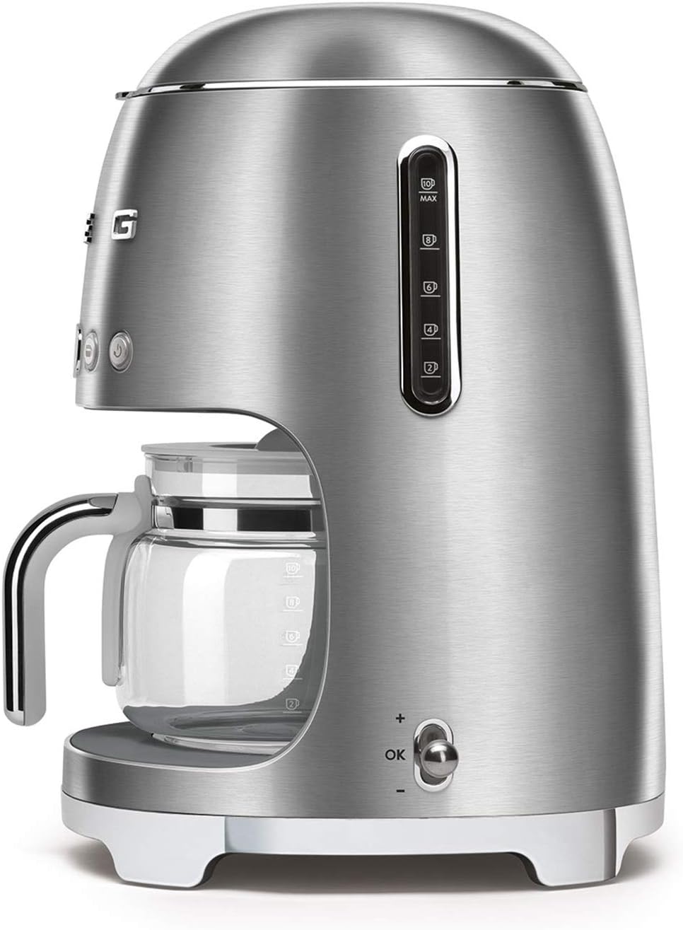 Smeg, DCF02BLMEU, Macchina da caffè con filtro, Funzione aroma e avvio automatico, Caraffa in vetro fino a 12 tazze, 2 livelli di intensità, Funzione di mantenimento del calore, 1050W, Nero opaco
