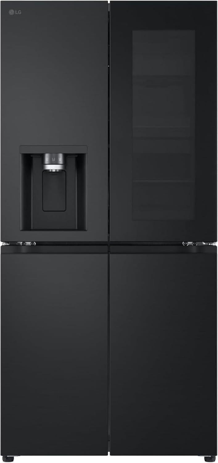 LG GMG861EPAE InstaView SLIM Multi-Door, Classe E, 508 L, Frigorifero Combinato, Erogatore di acqua, ghiaccio e ghiaccio tritato con UVnano, Total NoFrost, Compressore Smart Inverter, Wi-Fi, Colore Nero Opaco