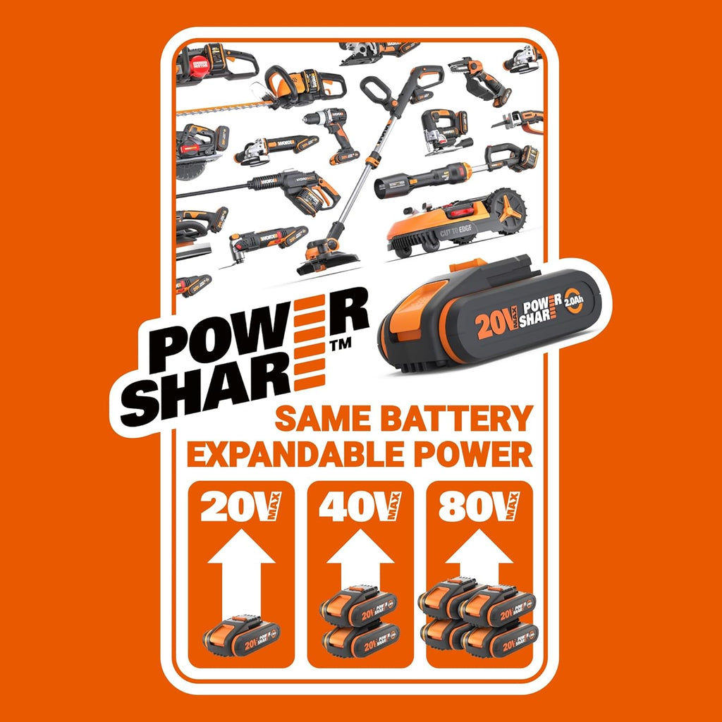 WORX WG730E Akku-Rasenmäher 20V - kraftvoller bürstenloser Motor - ideal für Gärten bis zu 200m² - 30cm Schnittbreite - Cut-to-Edge - 3 einstellbare Schnitthöhen - inkl. 4Ah Akku & Ladegerät