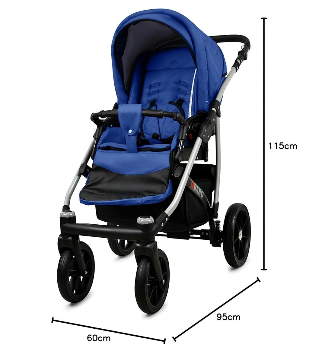 BabyLux® Bambimo Kinderwagen Set 3 in 1 - Qbaro - incl. Babywanne, Buggy Sportsitz, Auto-Babyschale - Autositz - Kinderwagenset - Kombikinderwagen mit Wickeltasche, Regenschutz usw.