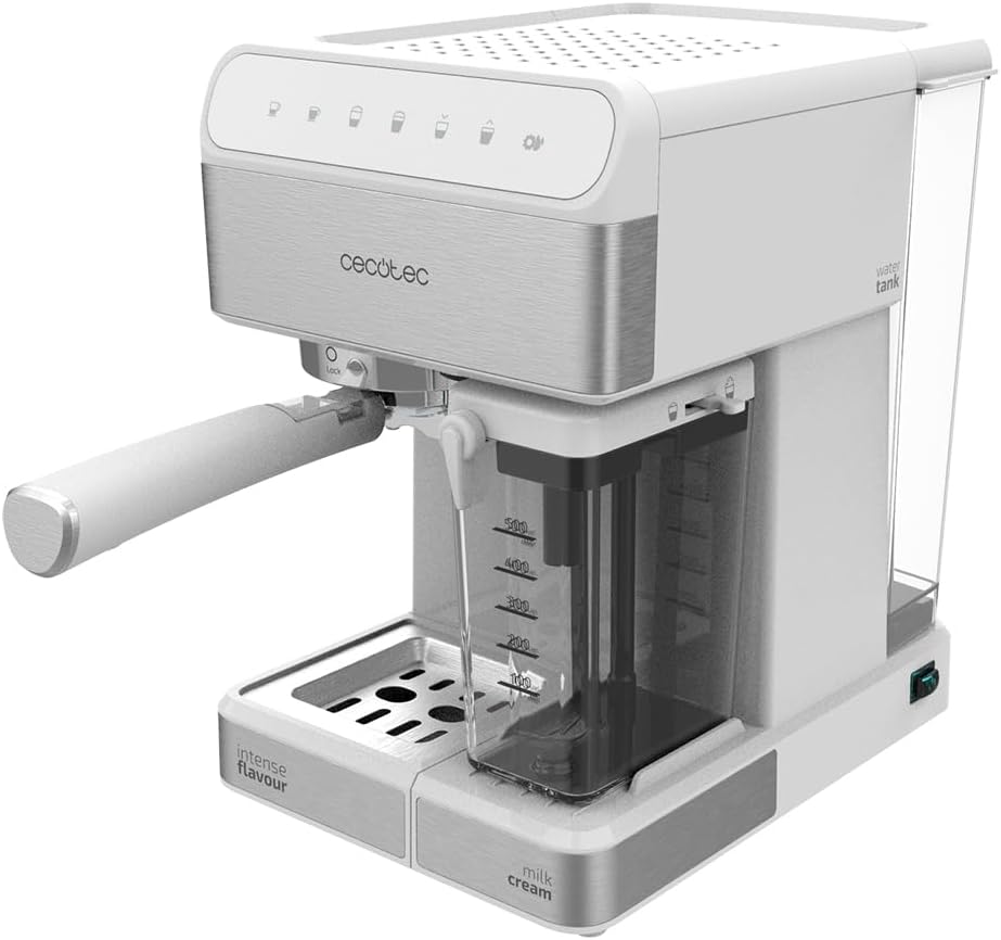 Cecotec Halbautomatische Espressomaschine Power Instant-ccino 20 Touch Serie Nera. 1350 W, 20 Bar Druck, 500 ml Milchtank, Touch-Steuerung, 1,4 Liter Wassertank, Edelstahl-Finish