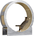 PawHut Katzenlaufrad Laufrad für Katzen 91 cm mit Bremse, Kratzbrett, Katzenrad für gesunde Bewegung, Entspannung, Grau