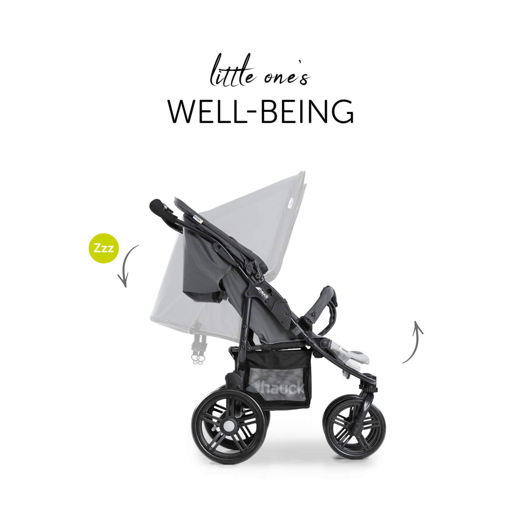 hauck Passeggino Gemellare Roadster Duo SLX, da Nascita a 15 kg (circa 3 anni) con Funzione Reclinabile, Cestino XL, Pieghevole Facile e Compatto, Ruote Grandi (Grigio/Argento)