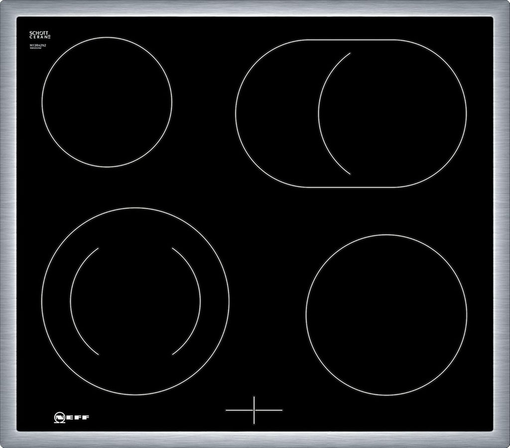 NEFF EDX442, Set composto da E1ECD0AN0, N 30, Forno da incasso con CircoTherm, 60 x 60 cm, Acciaio inossidabile e M13R42N2, N 50, Piano cottura elettrico controllato dal forno, 60 cm, Nero, con cornice a filo