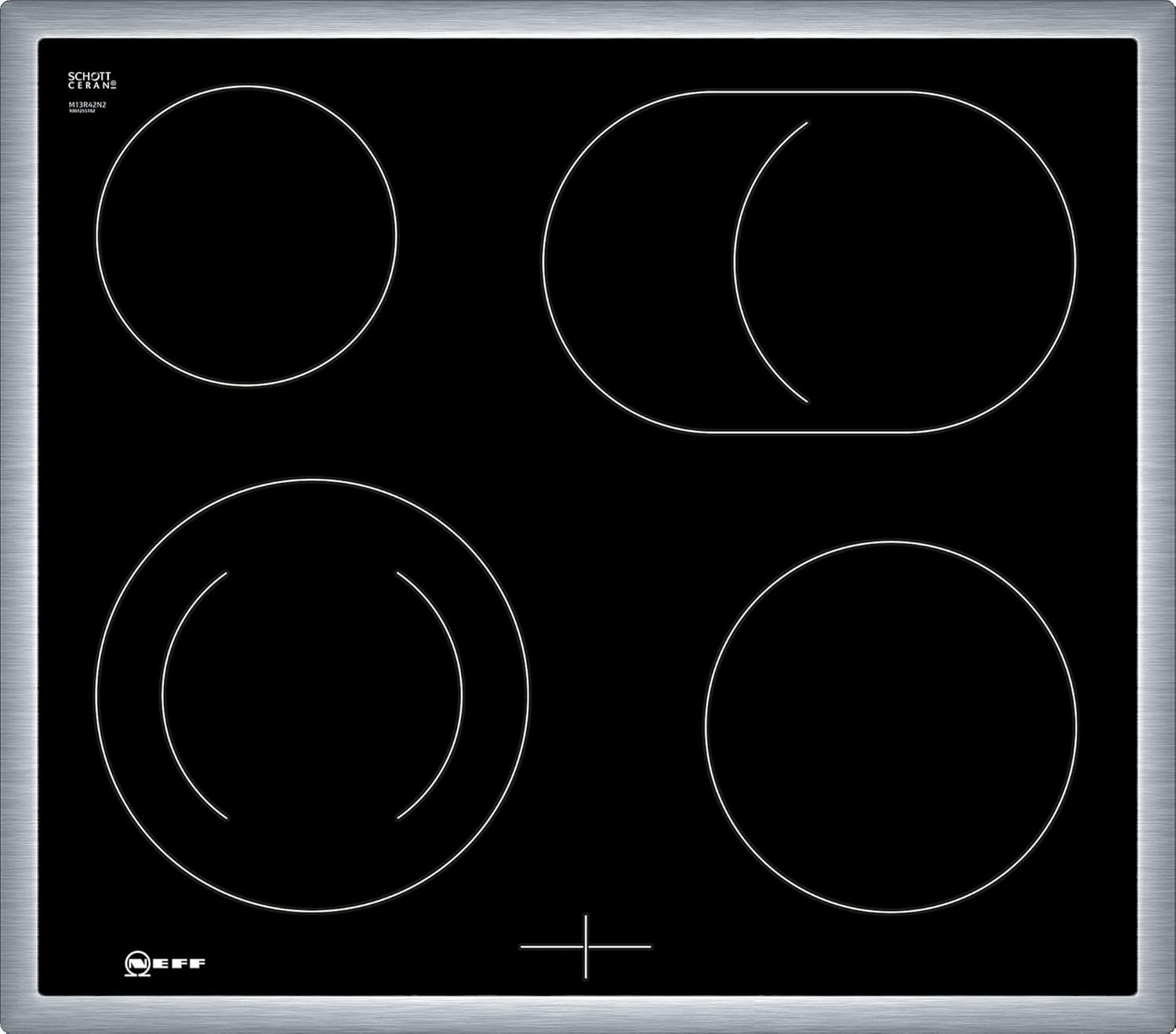 NEFF EDX442, Set composto da E1ECD0AN0, N 30, Forno da incasso con CircoTherm, 60 x 60 cm, Acciaio inossidabile e M13R42N2, N 50, Piano cottura elettrico controllato dal forno, 60 cm, Nero, con cornice a filo