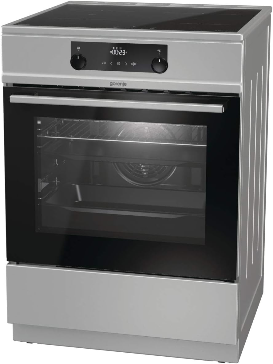Gorenje GEIT5C61SPG Cucina indipendente con piano cottura a induzione, 50 cm, 70 litri, argento, PerfectGrill, AirFry, FrozenBake, Pizza Mode 300°C, AquaClean, Made in Europe, inox