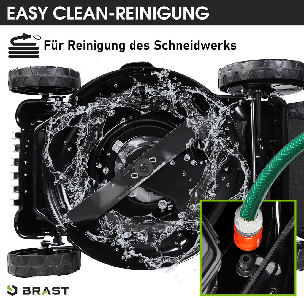 BRAST Tosaerba a Benzina con Trazione | 3,0kW (4,1PS) | Avviamento Elettrico | 41cm Larghezza di Taglio | Vari Modelli | TÜV | Motore 4 Tempi OHV | Altezza di Taglio 25-75mm | Cesto Raccolta 40L | Scocca in Acciaio | 16145 Estart