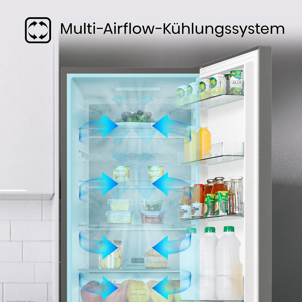 Hisense RB327N4ADD Frigorifero Combinato, Classe Energetica D, Total NoFrost, Porta Reversibile, Griglia Portabottiglie, Vano Frigo 171 Litri, Vano Congelatore 85 Litri, Look Acciaio Inox