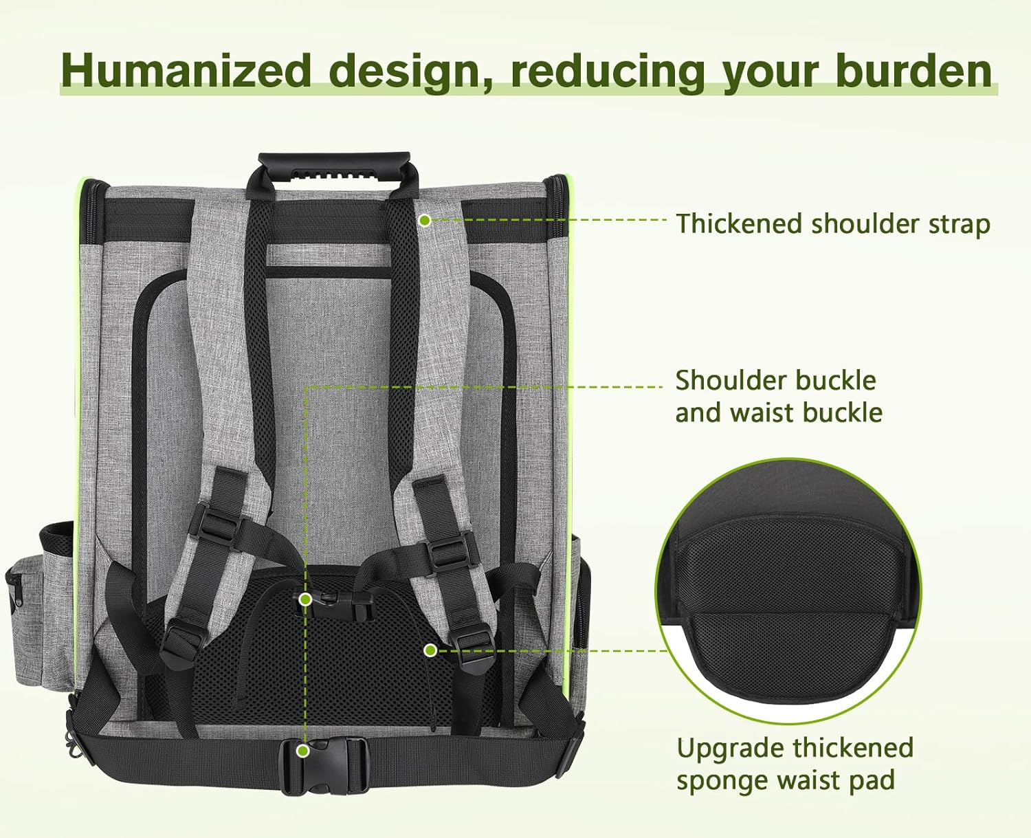 pecute Haustier Rucksack mit Netzfenster, Tragbare und Faltbare Katzentasche, Atmungsaktive und Leichte Hundetasche, Wasserdichtes Oxford-Tuch mit Viel Platz, Multifunktionales Rutschfestes Grau XL