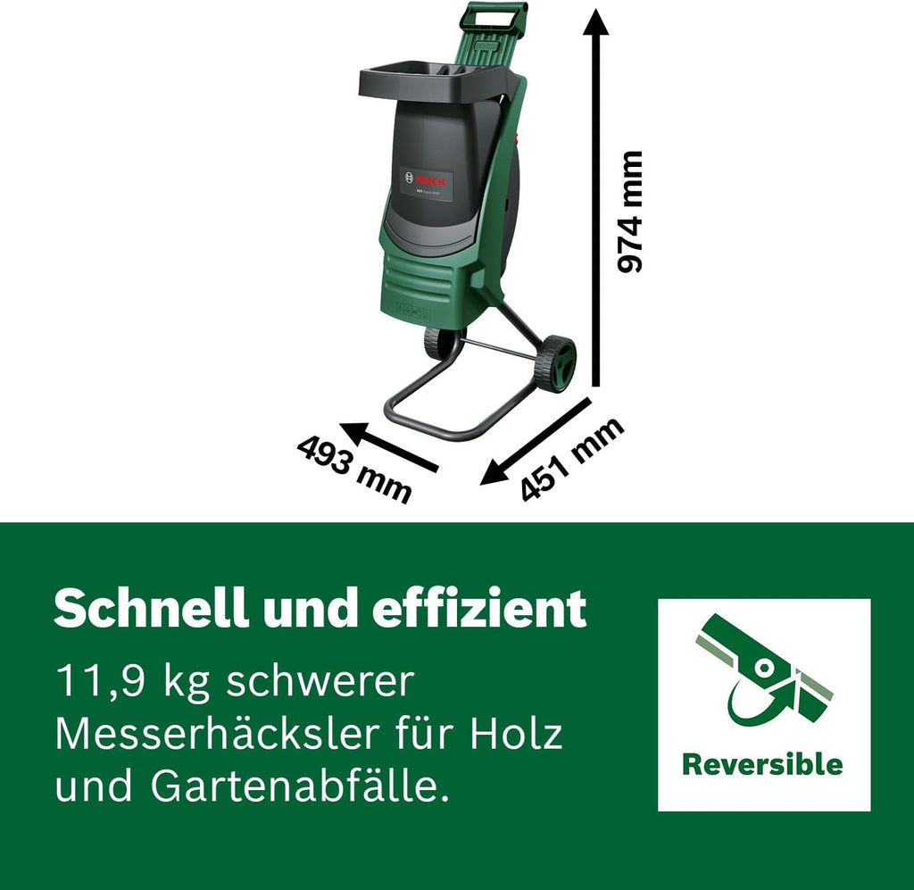 Bosch AXT Rapid 2000 Trituratore (per la triturazione potente dei rifiuti da giardino; potente motore da 2000 W)