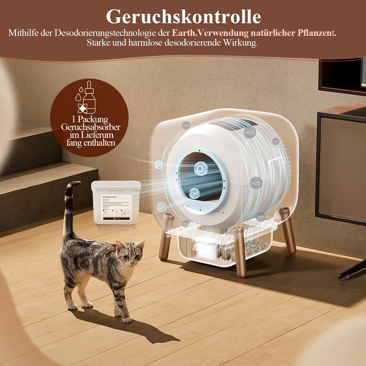 PAWBBY P1 Ultra Lettiera Automatica per Gatti, Auto-Pulente, Certificazione TÜV, Design Anti-Pizzicamento/Deodorante Botanico, Controllo tramite App, Extra Grande per Gatti Multipli
