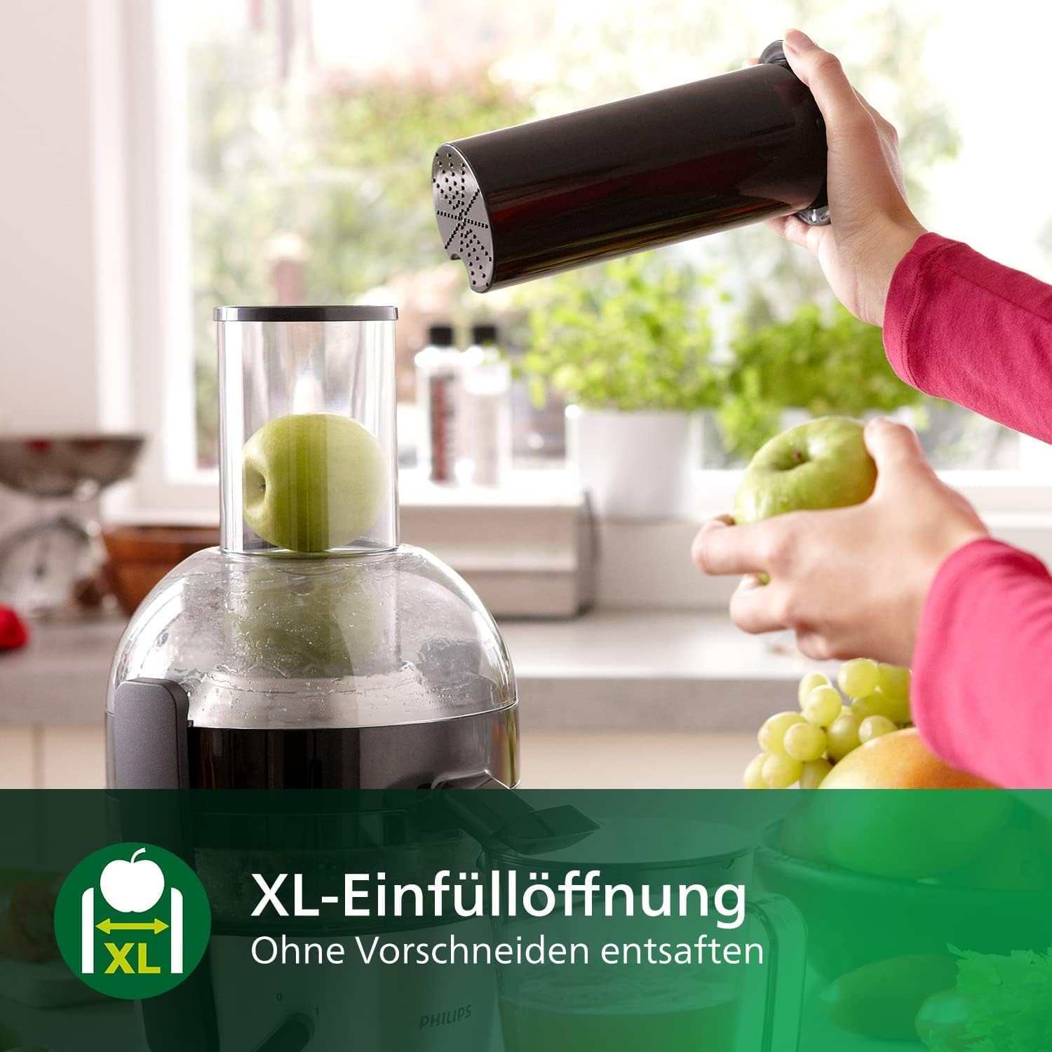 Philips Centrifuga – 1100W, 2L, App di ricette HomeID, Apertura extra-large, QuickClean (HR1921/20), 25 x 43.2 x 29.6 cm, Acciaio inossidabile