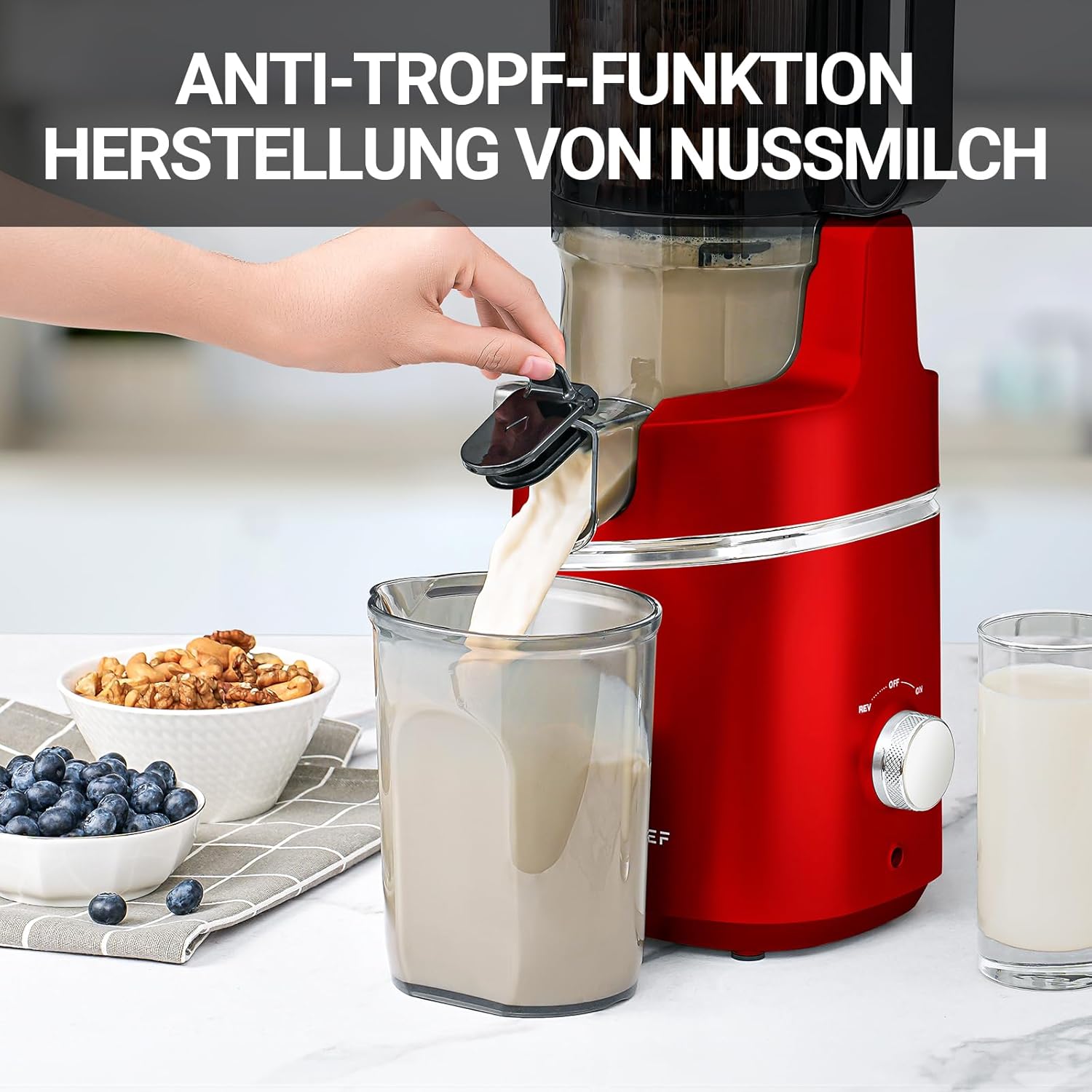 AMZCHEF Estrattore di Succo Automatico Tutto in Uno, Apertura da 135MM e Spremiagrumi da 1,8L per Frutta e Verdura, Estrattore di Succo Lento 250W Vincitore del Test con Triplo Filtro - Nero