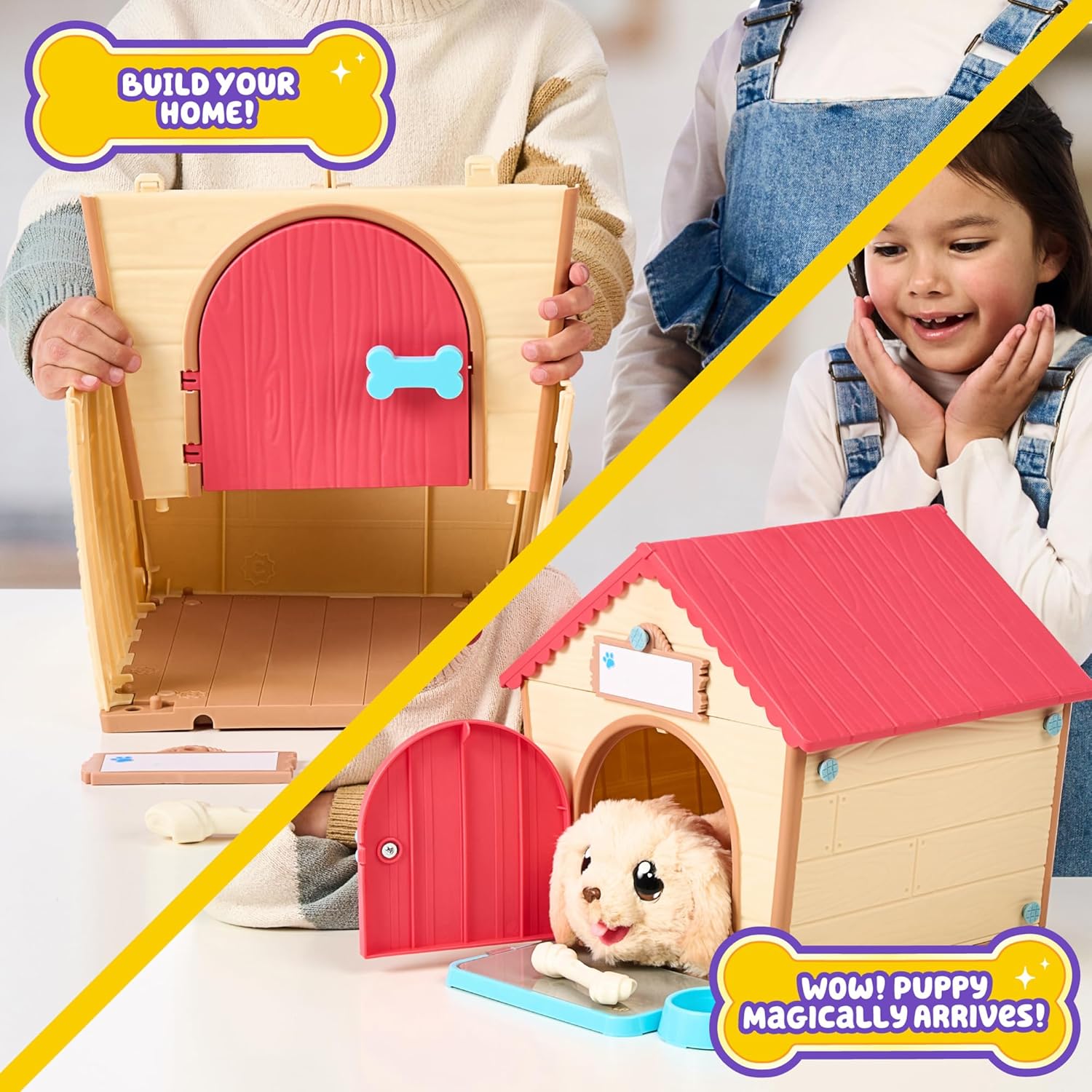 Little Live Pets La Mia Casetta del Cucciolo: Cane Interattivo con Costruzione Casetta Fai da Te e Sorpresa Emozionante. Oltre 25 Suoni e Reazioni Diverse, Modalità di Gioco Ripetibili