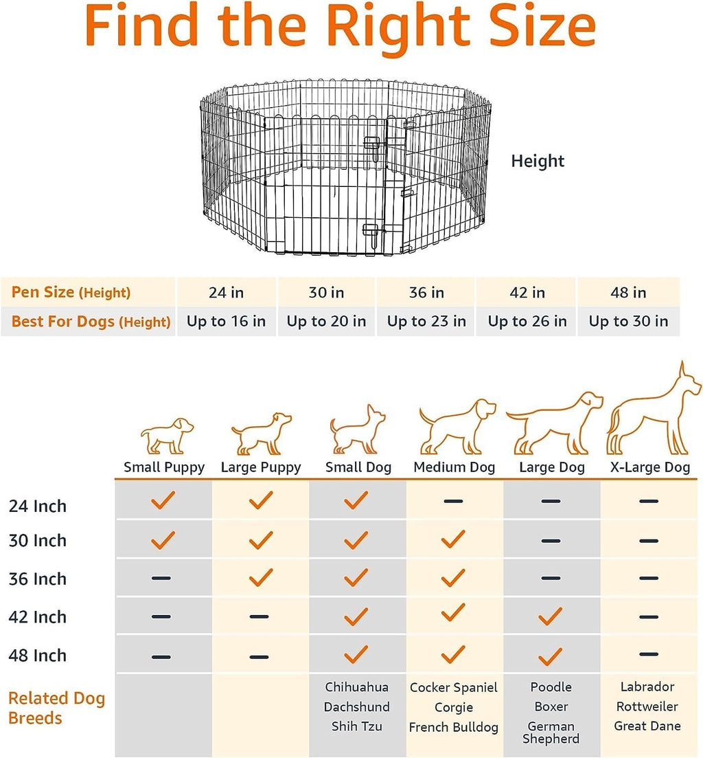 Amazon Basics - Achteckig, Laufgehege für Hunde und andere Haustiere, faltbar, Metall, mit Tür,122 cm, Schwarz