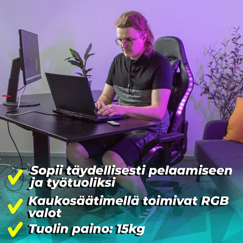Kuura Gaming Gaming-Stuhl RGB, Schwarz