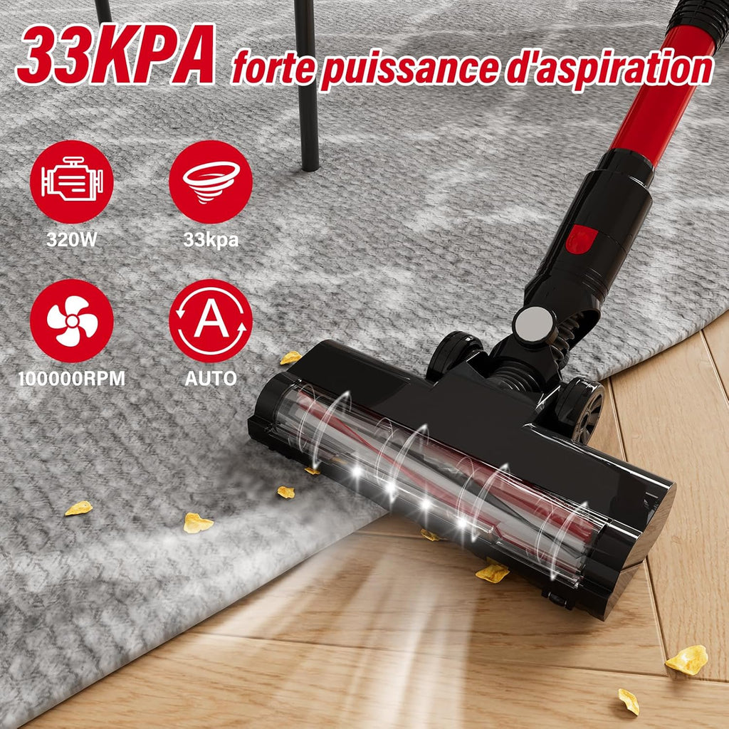 Stanew Aspirapolvere Portatile Senza Fili, 30Kpa, 320W, Pieghevole, 40 Min. di Autonomia, LED, per Peli di Animali, Tappeti, Auto, Pavimenti Duri, Divani, ecc. (ST-609-ZD)