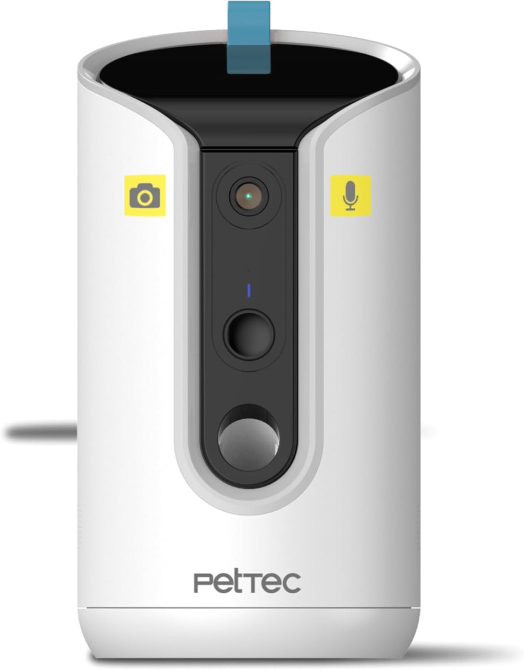 PetTec Videocamera per animali domestici a 360° e distributore automatico di cibo con espulsione di crocchette - tramite App e pulsante multifunzione - Rilevamento dei latrati - Funzione visione notturna 3MP - Telecamera per cani e gatti