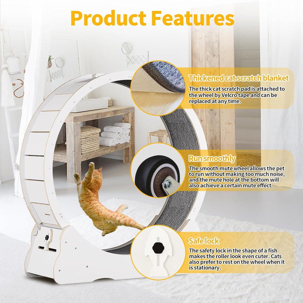 Keyzone Ruota per esercizi per gatti, 1100 x 345 x 1170 mm Tapis roulant per gatti, Tapis roulant con moquette, Attrezzatura fitness per la perdita di peso, Giocattolo sportivo per gatti, Per una vita più lunga del gatto